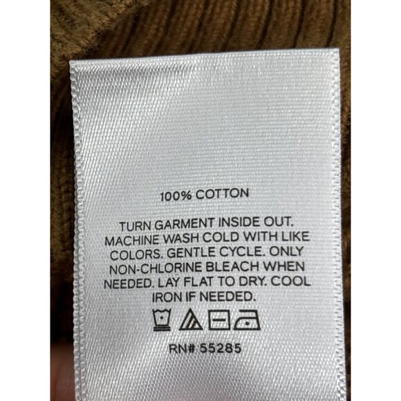 Express Mens Ribbed Henley Sweater Size M Quarter Zip Snap Light Brown Cotton - Picture 7 of 7